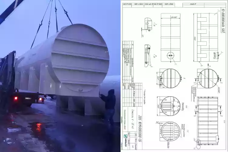Объем горизонтальных резервуаров